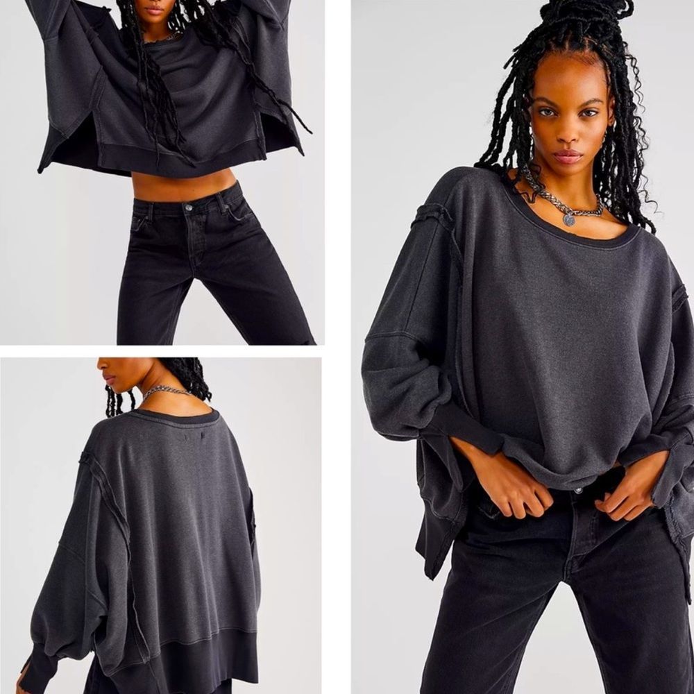 FP Camden Oversized Sweatshirt in Sand Heather Gray - Picture 3 of 14